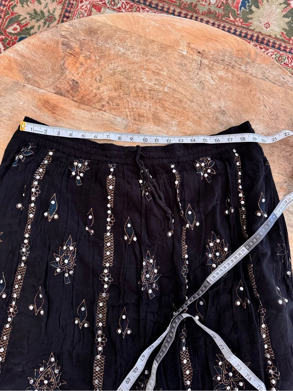 Dress Barn Black Sequin Embroidered Midi Boho Skirt Size 18/20